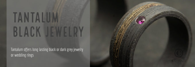 Black, dark-grey, tantalum jewelry, wedding rings