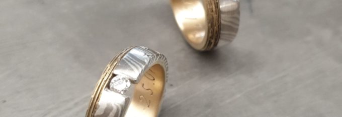 alliances de mariage god mokume gane